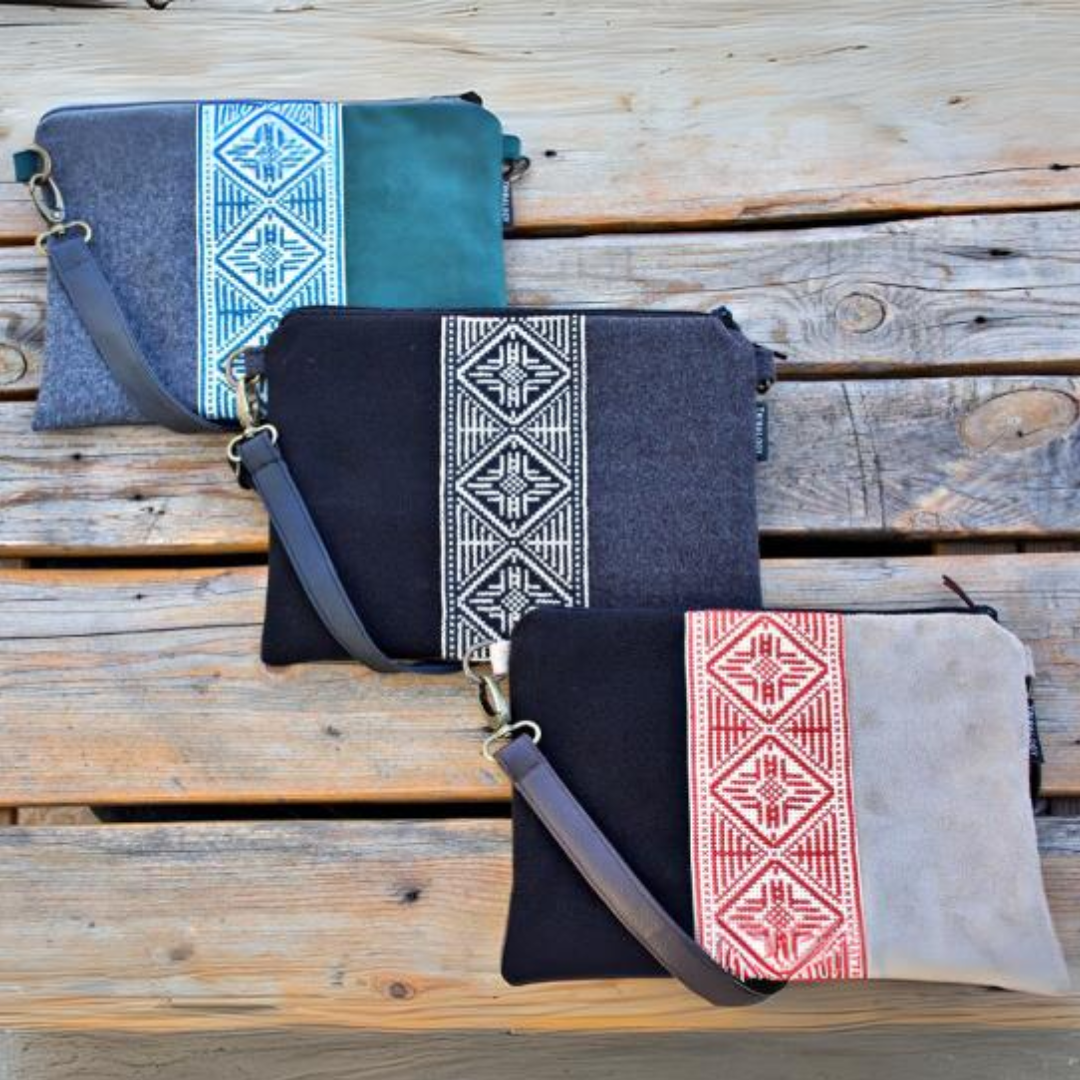 Multi-Color Shoulder Bag/ turquoise green/grey